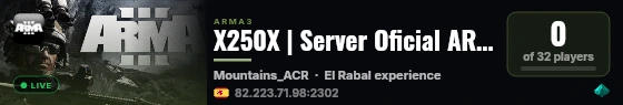 X250X | Server Oficial ARMA 3 live status badge