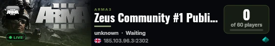 Zeus Community #1 Public: |WS+RF+EF Required| MILSIM teamspeak. live status badge