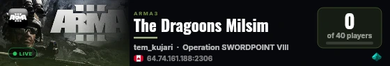 The Dragoons Milsim live status badge