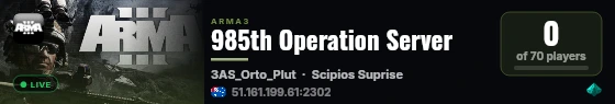 985th Operation Server live status badge