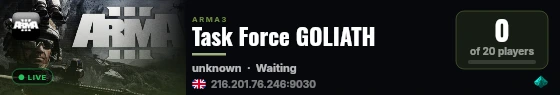 Task Force GOLIATH live status badge