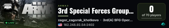 3rd Special Forces Group (A) Deployment Server live status badge