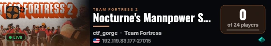 Nocturne's Mannpower Server | Mannpower Mode | US West live status badge