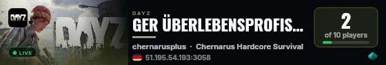 GER ÜBERLEBENSPROFIS CHERNARUS|HARDCORE PVE+|SKILLS|AI live status badge