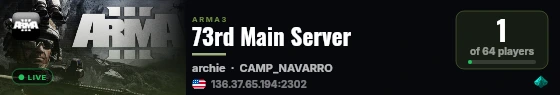73rd Main Server live status badge