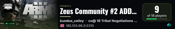 Zeus Community #2 ADDON : MILSIM teamspeak.zeus-community.net T live status badge