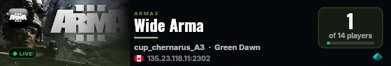 Wide Arma live status badge