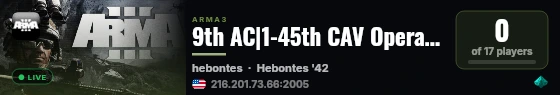 9th AC|1-45th CAV Operations Server live status badge
