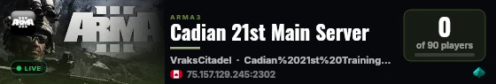 Cadian 21st Main Server live status badge