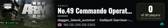 No.49 Commando Operations Server live status badge