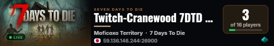 Twitch-Cranewood 7DTD Undead Legacy live status badge