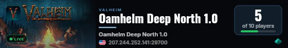 Oamhelm Deep North 1.0 live status badge