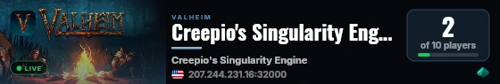 Creepio's Singularity Engine live status badge