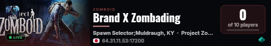 Brand X Zombading live status badge
