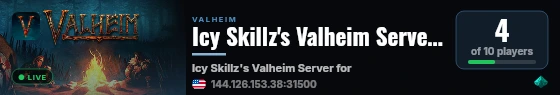 Icy Skillz's Valheim Server for the Nerds live status badge