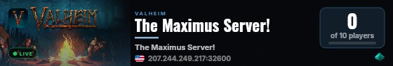 The Maximus Server! live status badge