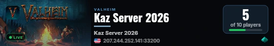 Kaz Server 2026 live status badge