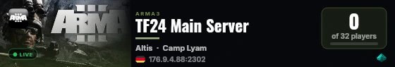 TF24 Main Server live status badge