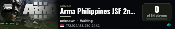 Arma Philippines JSF 2nd Server [discord.gg/armaph] live status badge