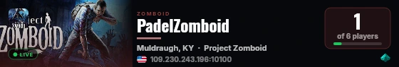 PadelZomboid live status badge