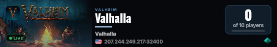 Valhalla live status badge