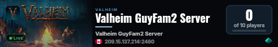Valheim GuyFam2 Server live status badge