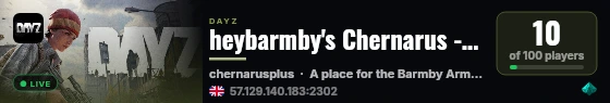 heybarmby's Chernarus - Organic RP live status badge