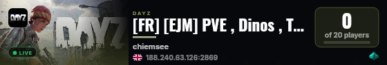 [FR] [EJM] PVE , Dinos , Traders , IA , Mutants , DNA live status badge