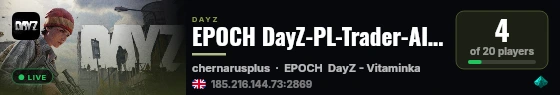 EPOCH DayZ-PL-Trader-AI-Mission-Heli-Wehicle-Patrol-Bank PVE live status badge