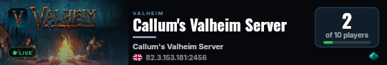 Callum's Valheim Server live status badge