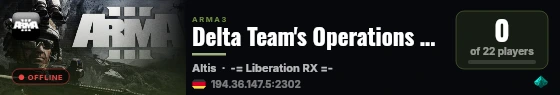 Delta Team's Operations Server live status badge