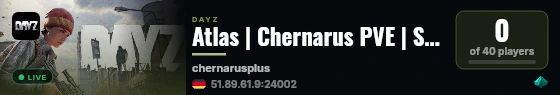 Atlas | Chernarus PVE | Survival Light live status badge