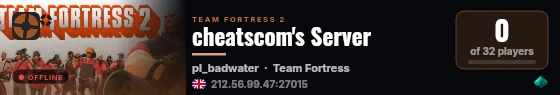 cheatscom's Server live status badge