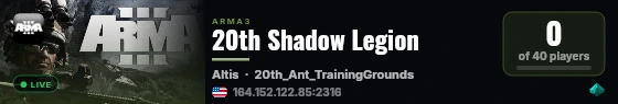20th Shadow Legion live status badge