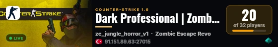 Dark Professional | Zombie Escape Updated! | FreeVIP+BOSS+Events live status badge