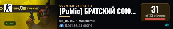 [Public] БРАТСКИЙ СОЮЗ 18+ live status badge