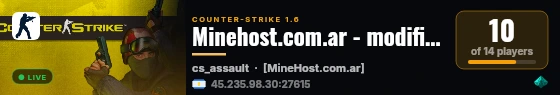 Minehost.com.ar - modificar server.cfg live status badge