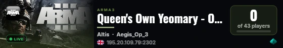Queen's Own Yeomary - Operation Server live status badge