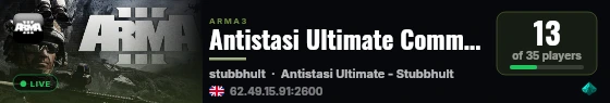 Antistasi Ultimate Community Hardcore Server live status badge