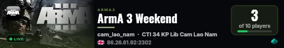 ArmA 3 Weekend live status badge