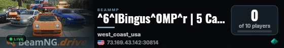 ^6^lBingus^0MP^r | 5 Cars live status badge