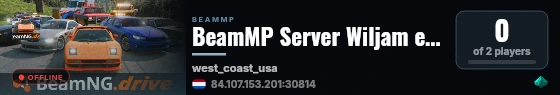 BeamMP Server Wiljam en Raluf live status badge