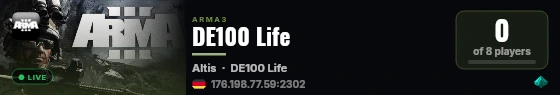 DE100 Life live status badge