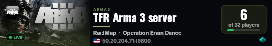 TFR Arma 3 server live status badge