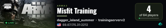Misfit Training live status badge