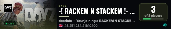 -! RACKEM N STACKEM !- | PvE/Hunting/Racing/Traders/AI live status badge