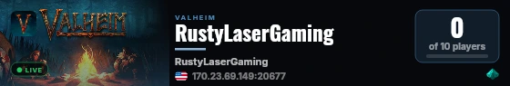 RustyLaserGaming live status badge