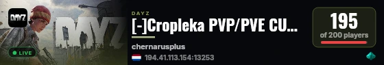 [-]Cropleka PVP/PVE CUSTOM BUILDING | Quests | Cars | Trader | 20x Loot live status badge