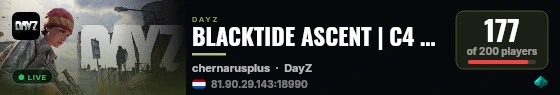 BLACKTIDE ASCENT | C4 RAIDS | PvP Only | GUNS+ | Trader Safezone | Chernorus AUTUMN live status badge