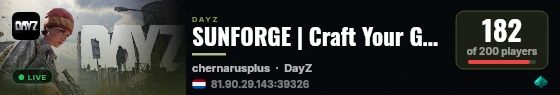 SUNFORGE | Craft Your Guns | Vehicles++ | Expansive Map Edits | x3 Stamina | Event Surges live status badge